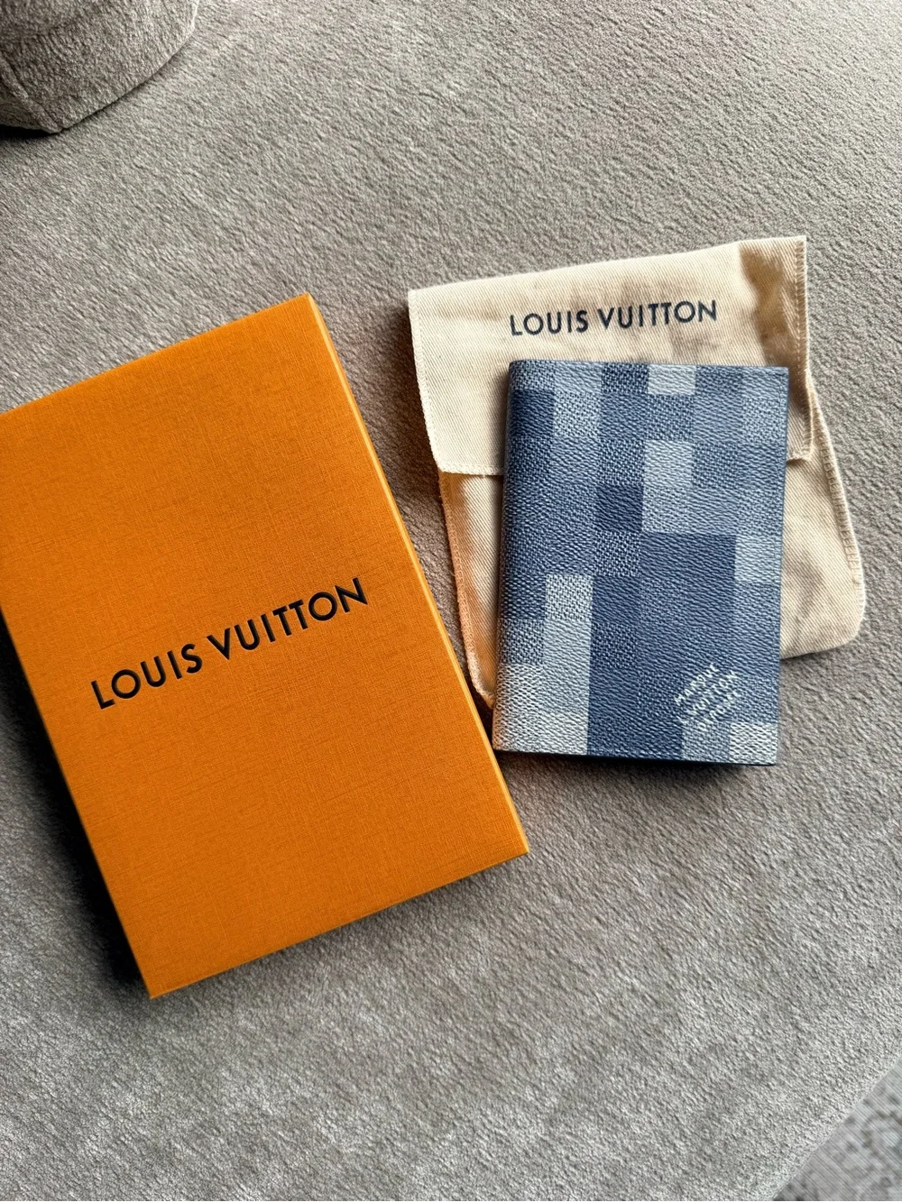 Louis Vuitton Indigo Blue Damier Graphite Passport Cover Authentic